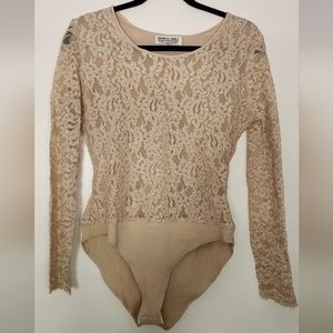 Vintage Patricia Jones Lace Long Sleeve Bodysuit - Cream